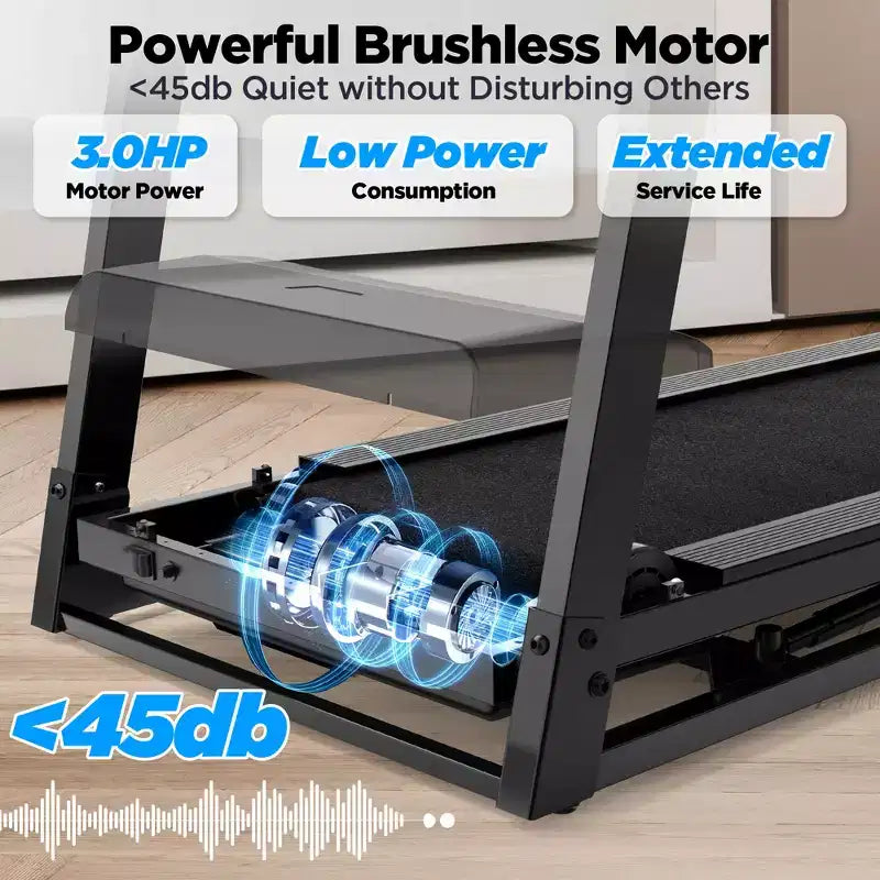 Treadmill on Sale: 3HP Portable Folding Treadmill for Home, 9% Incline, 7.5MPH, LED Display, APP Control, 64 Programs, Bluetooth, Knee braces included