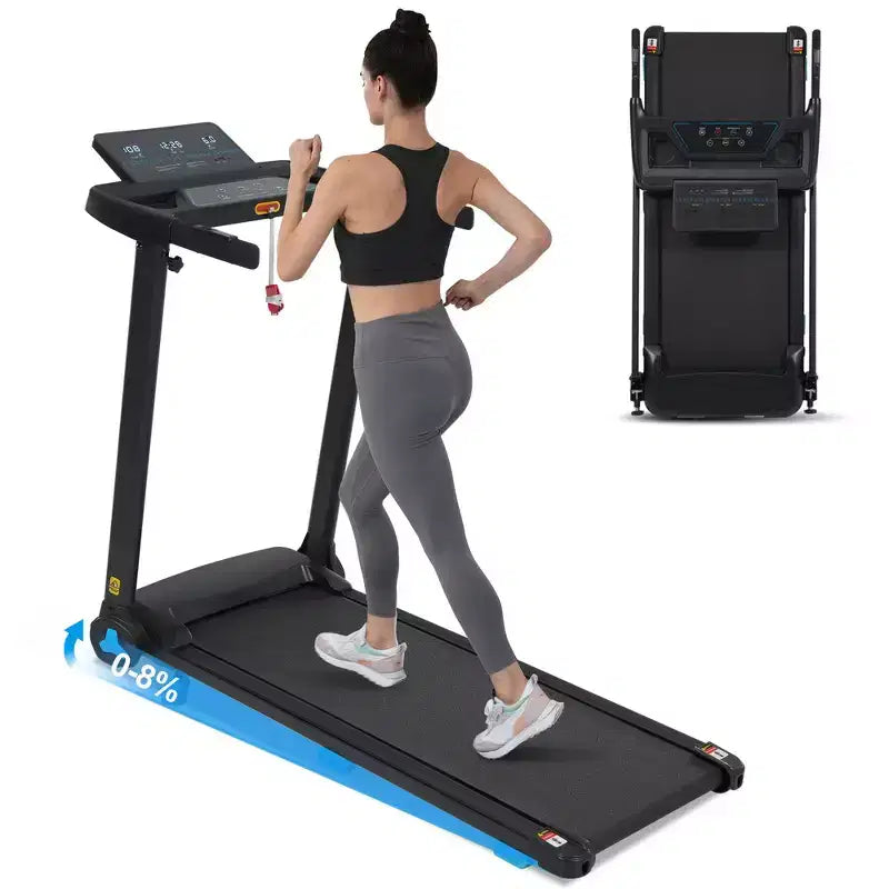 Whisen 3.0HP Quiet Foldable Treadmills, 300 LBS Capacity Home Exercise Equipment Treadmills with Incline, Heart Rate Sensors - Black