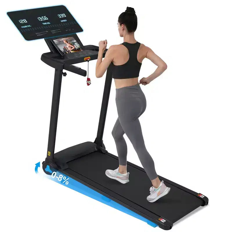 Whisen 3.0HP Quiet Foldable Treadmills, 300 LBS Capacity Home Exercise Equipment Treadmills with Incline, Heart Rate Sensors - Black