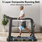 Whisen Walking Pad Treadmill for Senior, Foldable Exercise Machine with Stable and Safe Structural Design- Black