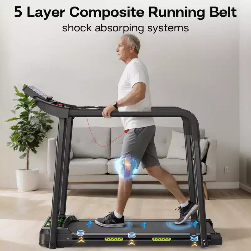 Whisen Walking Pad Treadmill for Senior, Foldable Exercise Machine with Stable and Safe Structural Design- Black
