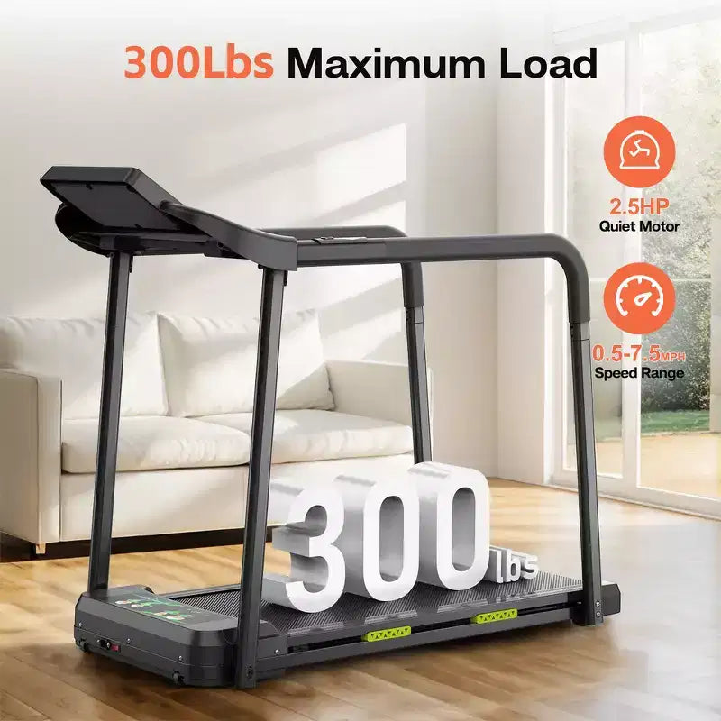 Whisen Walking Pad Treadmill for Senior, Foldable Exercise Machine with Stable and Safe Structural Design- Black