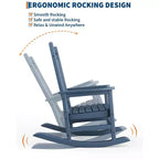 Rocking Chair Outdoor Set of 2 - HDPE Poly High Back Porch Rocker Chairs for Adults - All Weather Resistant Furniture for Patio Front Porch - Black