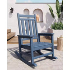 Rocking Chair Outdoor Set of 2 - HDPE Poly High Back Porch Rocker Chairs for Adults - All Weather Resistant Furniture for Patio Front Porch - Black