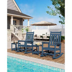 Rocking Chair Outdoor Set of 2 - HDPE Poly High Back Porch Rocker Chairs for Adults - All Weather Resistant Furniture for Patio Front Porch - Black