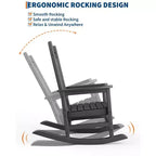 Rocking Chair Outdoor Set of 2 - HDPE Poly High Back Porch Rocker Chairs for Adults - All Weather Resistant Furniture for Patio Front Porch - Black
