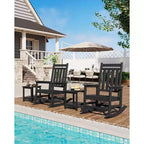 Rocking Chair Outdoor Set of 2 - HDPE Poly High Back Porch Rocker Chairs for Adults - All Weather Resistant Furniture for Patio Front Porch - Black