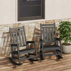 Rocking Chair Outdoor Set of 2 - HDPE Poly High Back Porch Rocker Chairs for Adults - All Weather Resistant Furniture for Patio Front Porch - Black
