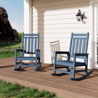Rocking Chair Outdoor Set of 2 - HDPE Poly High Back Porch Rocker Chairs for Adults - All Weather Resistant Furniture for Patio Front Porch - Black