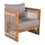 Patio Accent Chair Barrel Chair Outdoor Club Chair Curved Armchair Patio Seat with Water-Resistant Cushion & All-Weather Acacia Wood Frame -ModernLuxe