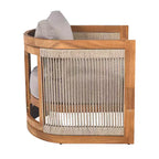 Patio Accent Chair Barrel Chair Outdoor Club Chair Curved Armchair Patio Seat with Water-Resistant Cushion & All-Weather Acacia Wood Frame -ModernLuxe