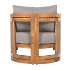 Patio Accent Chair Barrel Chair Outdoor Club Chair Curved Armchair Patio Seat with Water-Resistant Cushion & All-Weather Acacia Wood Frame -ModernLuxe