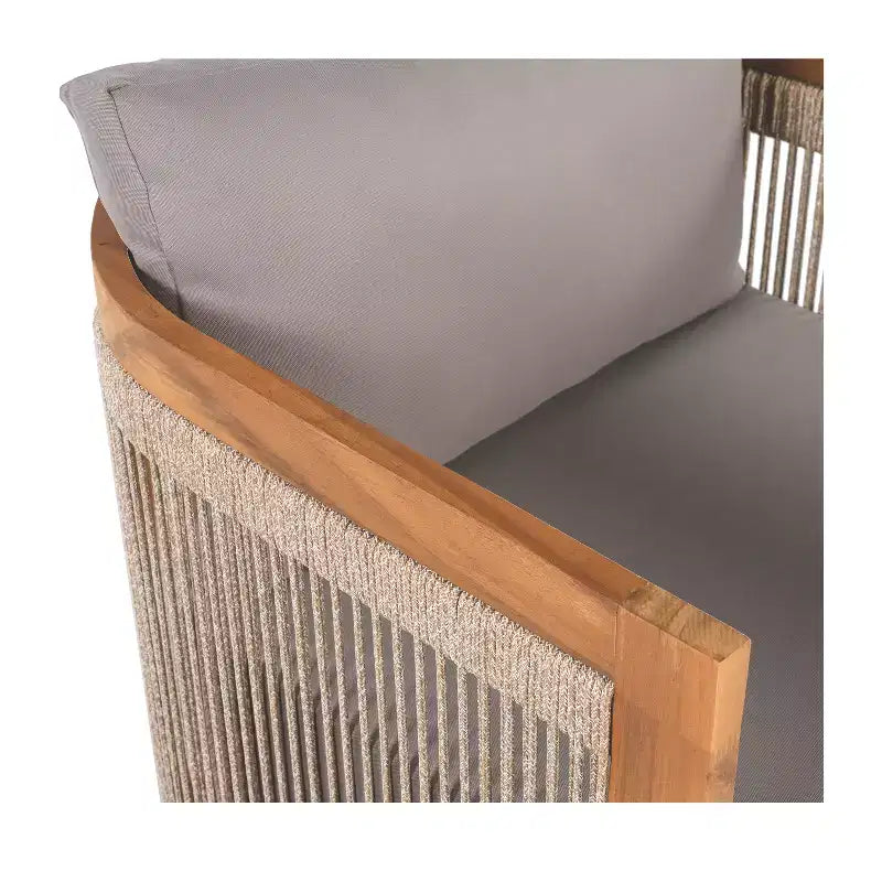 Patio Accent Chair Barrel Chair Outdoor Club Chair Curved Armchair Patio Seat with Water-Resistant Cushion & All-Weather Acacia Wood Frame -ModernLuxe