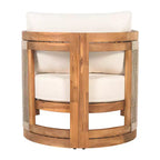 Patio Accent Chair Barrel Chair Outdoor Club Chair Curved Armchair Patio Seat with Water-Resistant Cushion & All-Weather Acacia Wood Frame -ModernLuxe