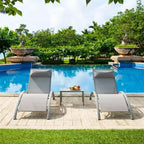 Outdoor Patio Chaise Lounge Chairs Table Set, Adjustable Aluminum Outdoor Chaise Lounge Chairs, All Weather Metal Side Table