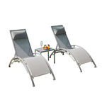 Outdoor Patio Chaise Lounge Chairs Table Set, Adjustable Aluminum Outdoor Chaise Lounge Chairs, All Weather Metal Side Table