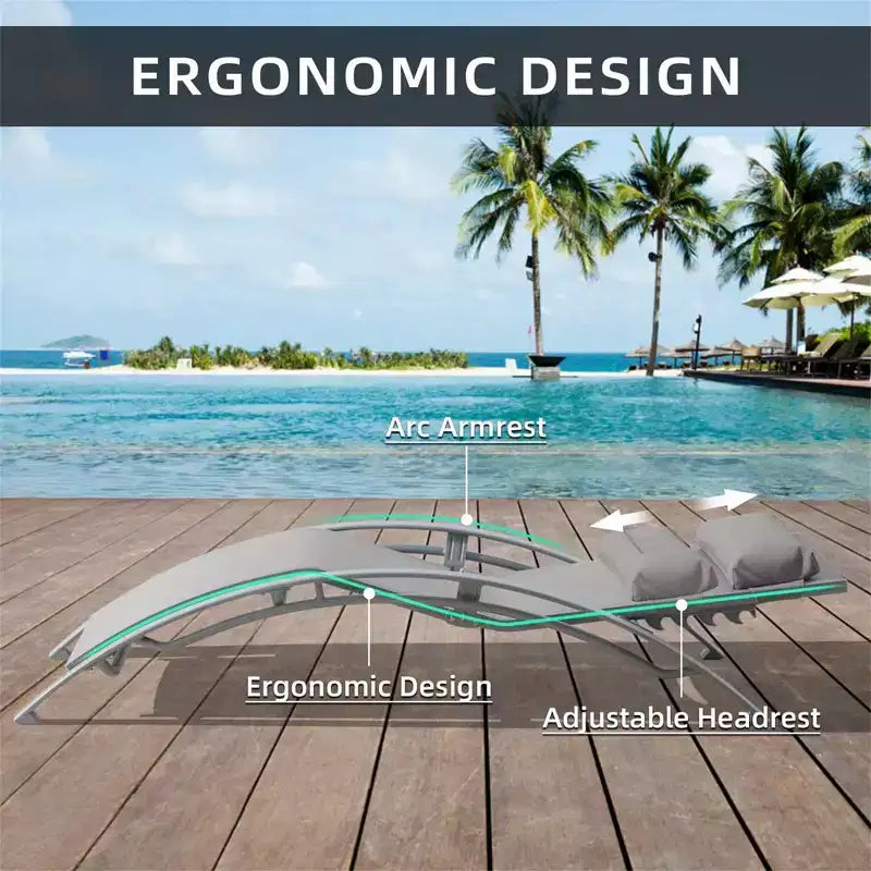 Outdoor Patio Chaise Lounge Chairs Table Set, Adjustable Aluminum Outdoor Chaise Lounge Chairs, All Weather Metal Side Table