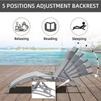 Outdoor Patio Chaise Lounge Chairs Table Set, Adjustable Aluminum Outdoor Chaise Lounge Chairs, All Weather Metal Side Table
