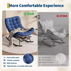 Outdoor Rocking Chair with Footrest,Oversized Patio Papasan Chairs with Cushion,Modern Lounge Rocker Chair for Indoor Living Room Garden Porch Balcony