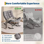 Outdoor Rocking Chair with Footrest,Oversized Patio Papasan Chairs with Cushion,Modern Lounge Rocker Chair for Indoor Living Room Garden Porch Balcony