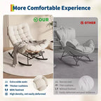 Outdoor Rocking Chair with Footrest,Oversized Patio Papasan Chairs with Cushion,Modern Lounge Rocker Chair for Indoor Living Room Garden Porch Balcony