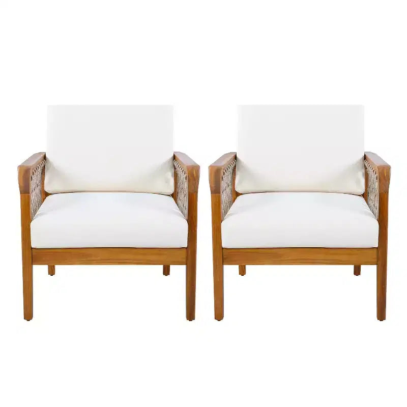 Christopher Knight Home Dahyun Modern Outdoor Acacia Wood Club Chair with Handwoven Rope (Set of 2)