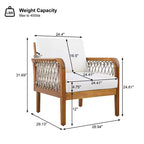 Christopher Knight Home Dahyun Modern Outdoor Acacia Wood Club Chair with Handwoven Rope (Set of 2)