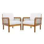 Christopher Knight Home Dahyun Modern Outdoor Acacia Wood Club Chair with Handwoven Rope (Set of 2)