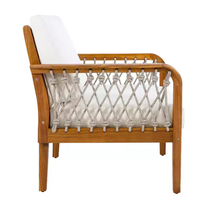 Christopher Knight Home Dahyun Modern Outdoor Acacia Wood Club Chair with Handwoven Rope (Set of 2)