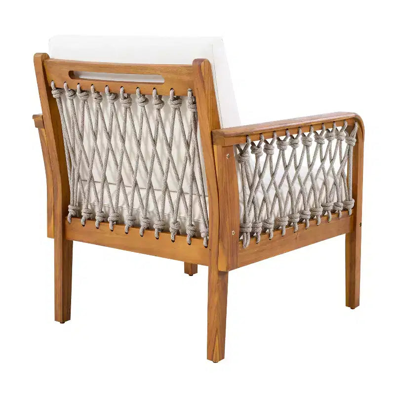 Christopher Knight Home Dahyun Modern Outdoor Acacia Wood Club Chair with Handwoven Rope (Set of 2)
