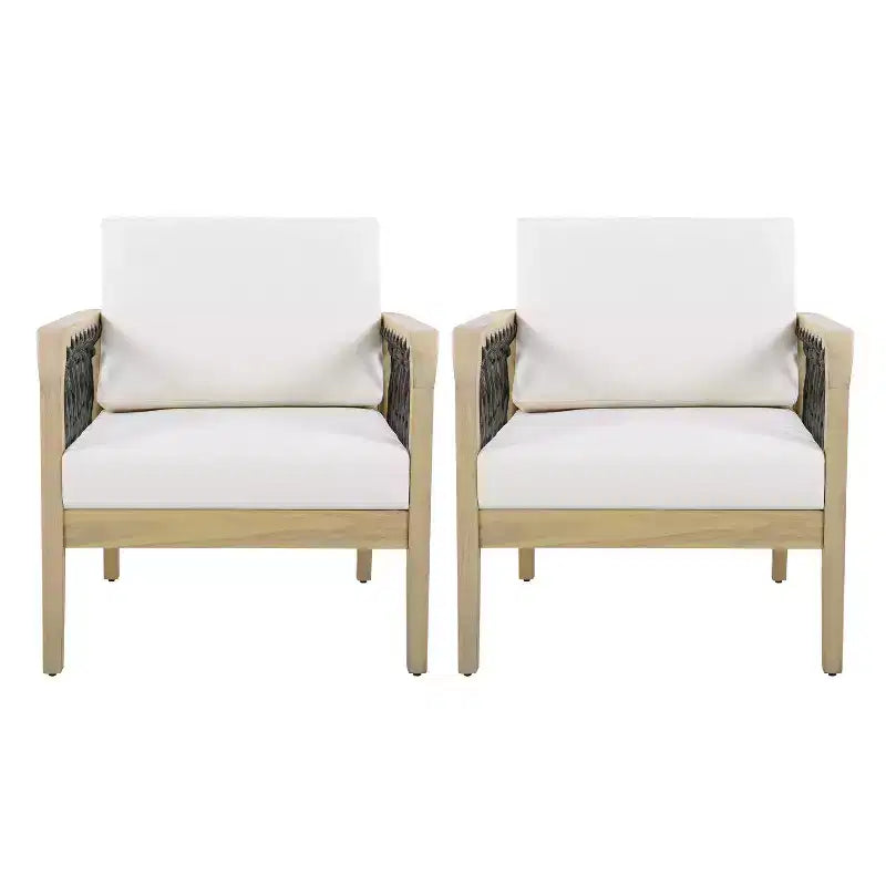 Christopher Knight Home Dahyun Modern Outdoor Acacia Wood Club Chair with Handwoven Rope (Set of 2)