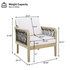 Christopher Knight Home Dahyun Modern Outdoor Acacia Wood Club Chair with Handwoven Rope (Set of 2)