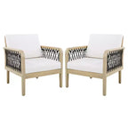 Christopher Knight Home Dahyun Modern Outdoor Acacia Wood Club Chair with Handwoven Rope (Set of 2)