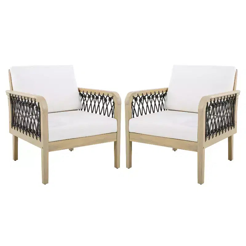 Christopher Knight Home Dahyun Modern Outdoor Acacia Wood Club Chair with Handwoven Rope (Set of 2)