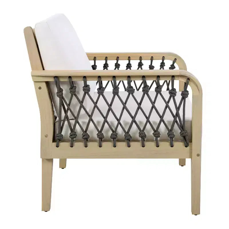 Christopher Knight Home Dahyun Modern Outdoor Acacia Wood Club Chair with Handwoven Rope (Set of 2)