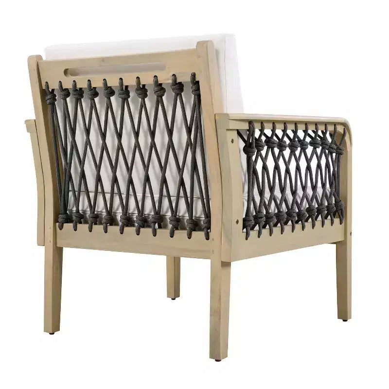 Christopher Knight Home Dahyun Modern Outdoor Acacia Wood Club Chair with Handwoven Rope (Set of 2)