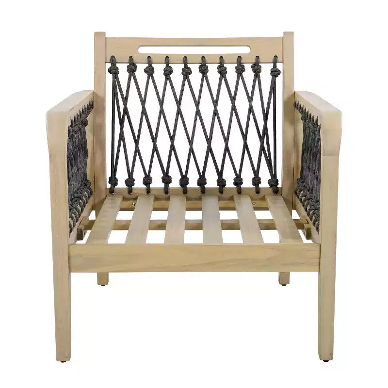 Christopher Knight Home Dahyun Modern Outdoor Acacia Wood Club Chair with Handwoven Rope (Set of 2)