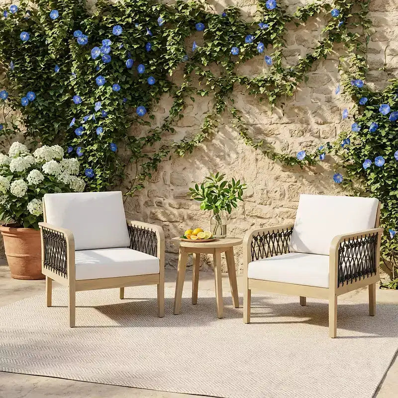 Christopher Knight Home Dahyun Modern Outdoor Acacia Wood Club Chair with Handwoven Rope (Set of 2)