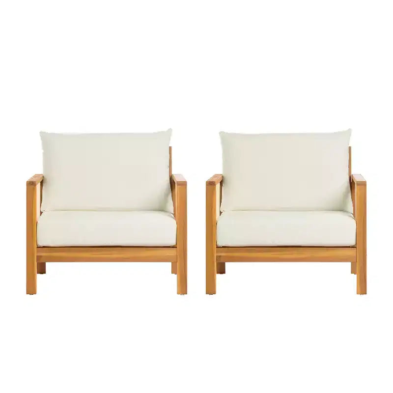 Christopher Knight Home Bernice Modern Outdoor Acacia Wood Club Chair with Thick Cushions (Set of 2)