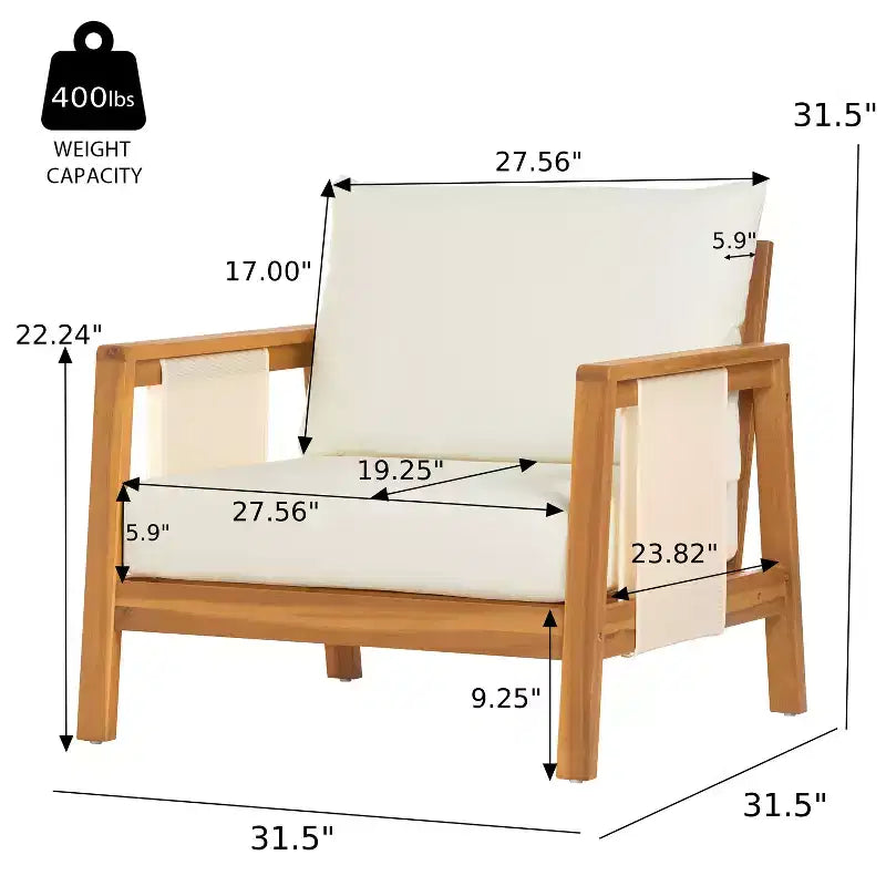 Christopher Knight Home Bernice Modern Outdoor Acacia Wood Club Chair with Thick Cushions (Set of 2)