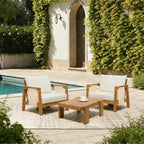 Christopher Knight Home Bernice Modern Outdoor Acacia Wood Club Chair with Thick Cushions (Set of 2)