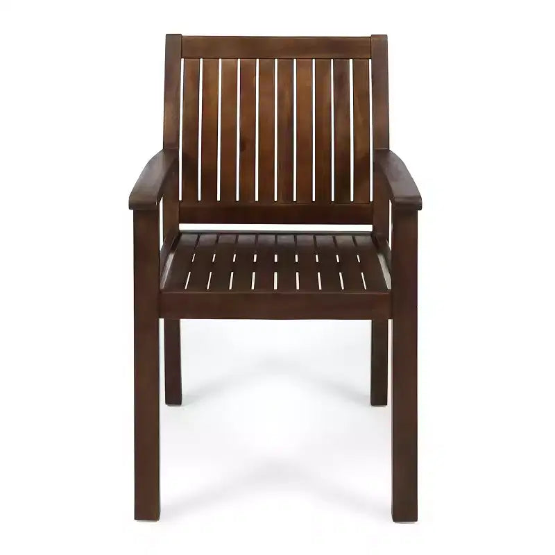 MAYEERTY Set of 2 Acacia Wood Outdoor Dining Chairs, Rustic Slat Panel Patio Seating for Summer Lounging