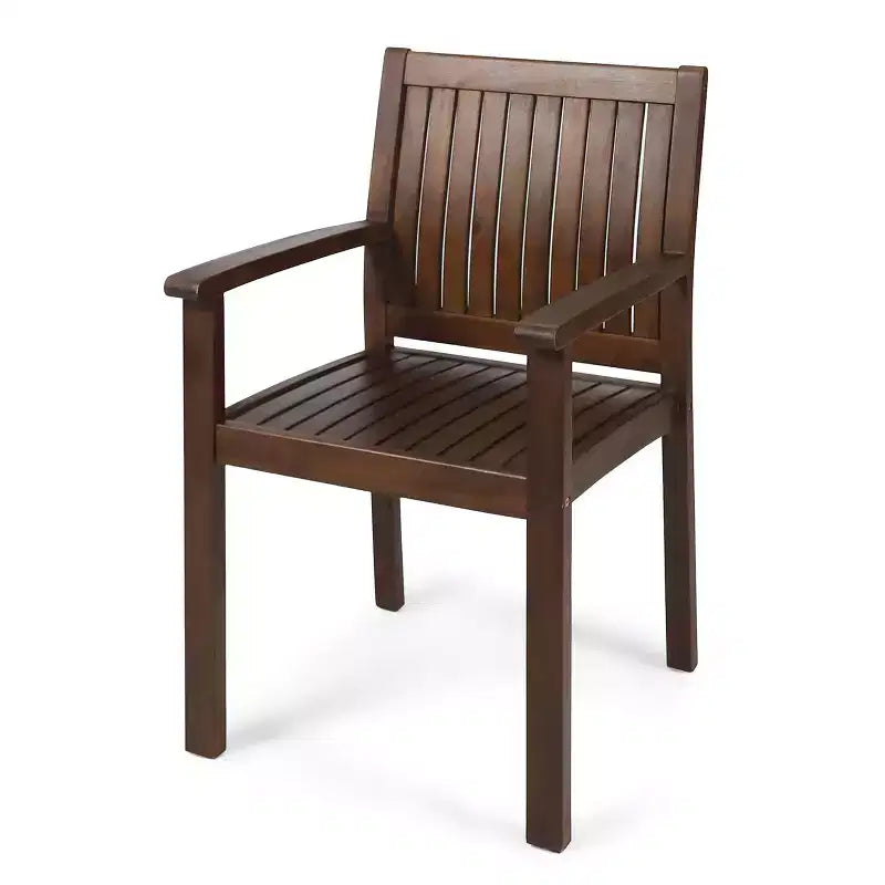 MAYEERTY Set of 2 Acacia Wood Outdoor Dining Chairs, Rustic Slat Panel Patio Seating for Summer Lounging