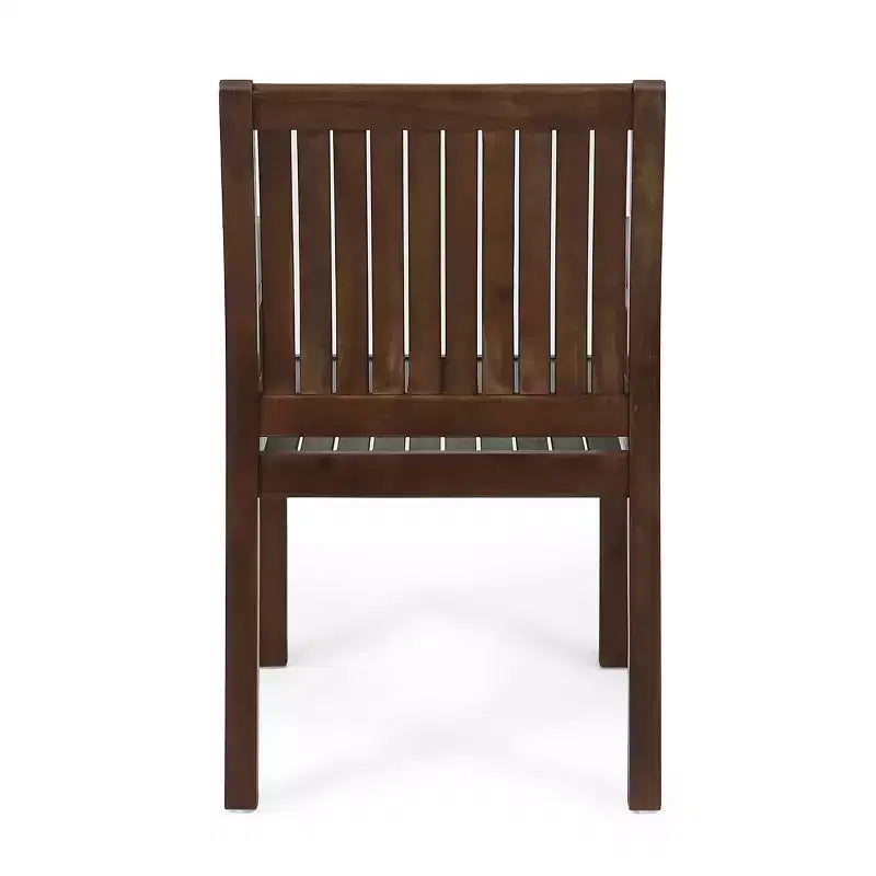 MAYEERTY Set of 2 Acacia Wood Outdoor Dining Chairs, Rustic Slat Panel Patio Seating for Summer Lounging