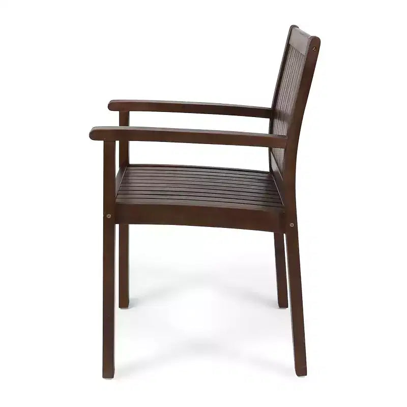 MAYEERTY Set of 2 Acacia Wood Outdoor Dining Chairs, Rustic Slat Panel Patio Seating for Summer Lounging