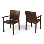 MAYEERTY Set of 2 Acacia Wood Outdoor Dining Chairs, Rustic Slat Panel Patio Seating for Summer Lounging