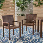MAYEERTY Set of 2 Acacia Wood Outdoor Dining Chairs, Rustic Slat Panel Patio Seating for Summer Lounging