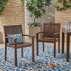 MAYEERTY Set of 2 Acacia Wood Outdoor Dining Chairs, Rustic Slat Panel Patio Seating for Summer Lounging