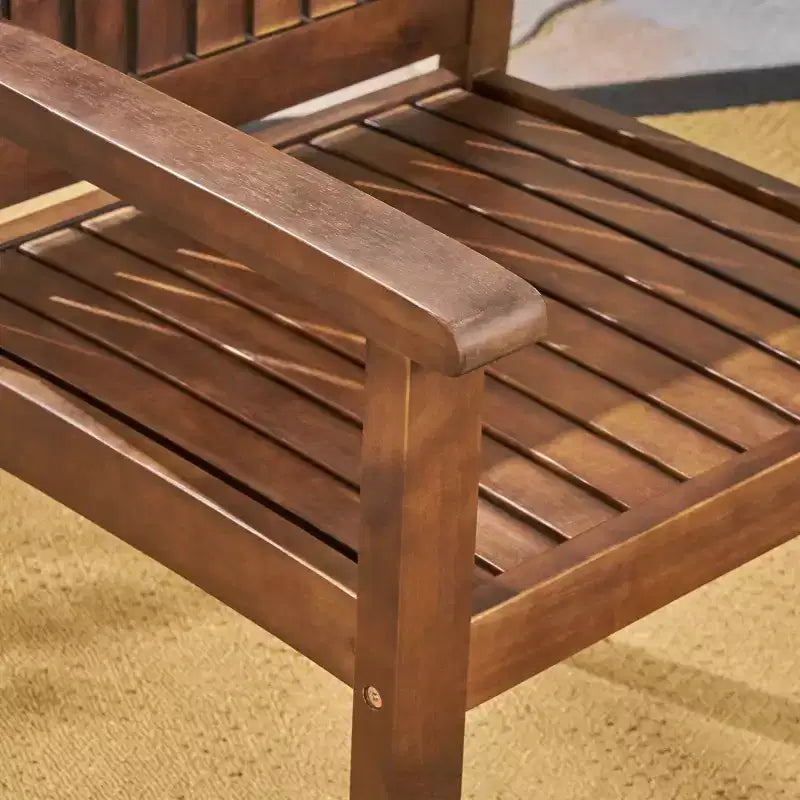 MAYEERTY Set of 2 Acacia Wood Outdoor Dining Chairs, Rustic Slat Panel Patio Seating for Summer Lounging