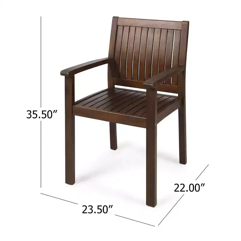 MAYEERTY Set of 2 Acacia Wood Outdoor Dining Chairs, Rustic Slat Panel Patio Seating for Summer Lounging